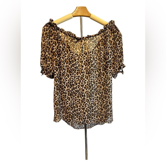 🟣Moda Leopard Print Sheer Shirt – Size Small - Picture 2 of 6